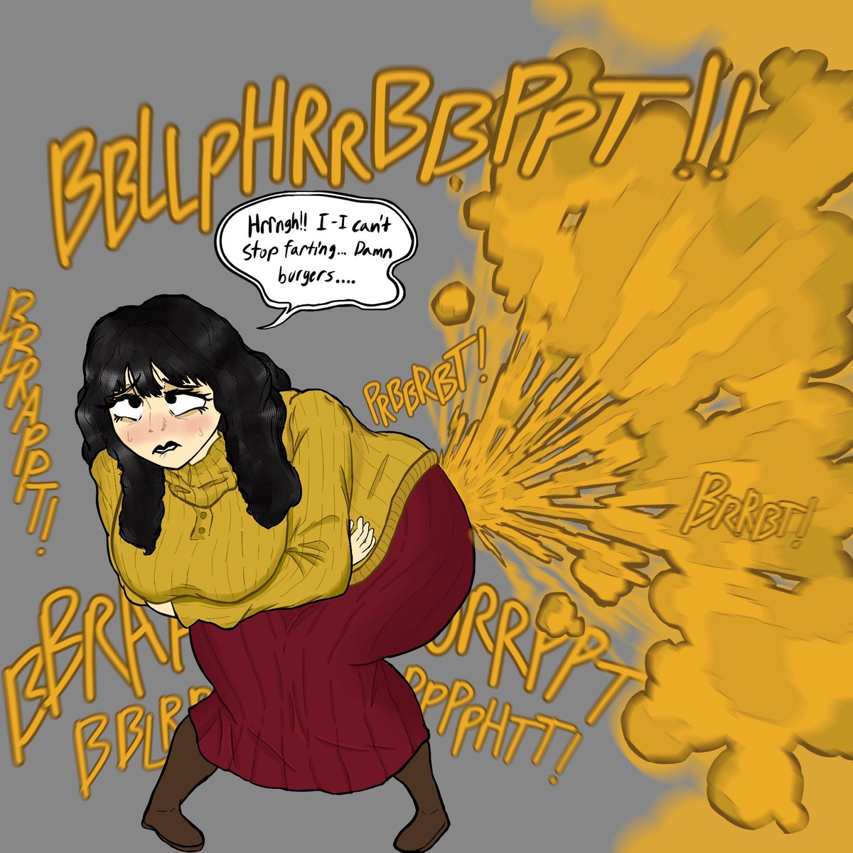 ChloeonDraws's tweet photo. 5th post of spooktober, Rosemary Walten ate some of the leftover burgers at Bon’s so they wouldn’t go to waste. Although it seems it’s making her make a different kind of waste
#FartArt #Scat https://t.co/0Pn7iKcRYT
