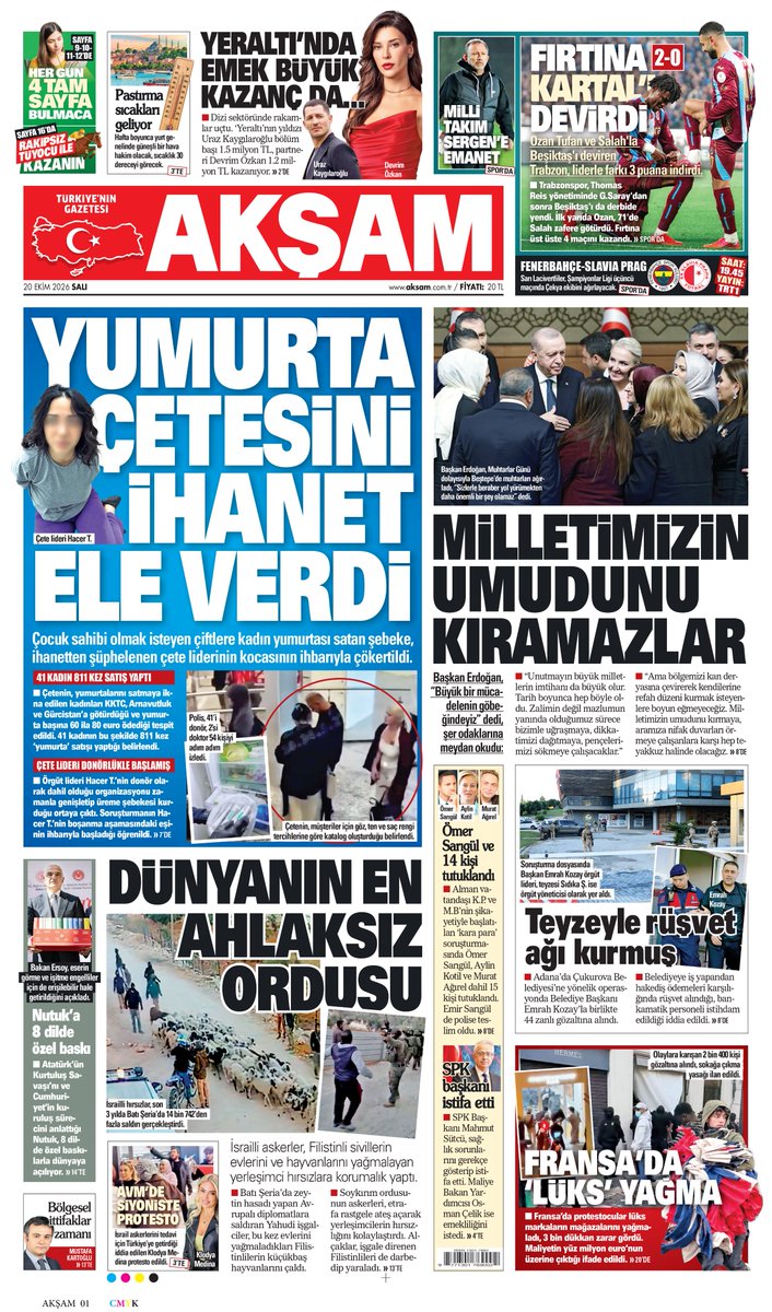 Aksam's tweet photo. YUMURTA ÇETESİNİ İHANET ELE VERDİ
https://t.co/T1yeis4Fdg

#GününManşeti 
@mkartoglu https://t.co/J5ZV1FTyVR