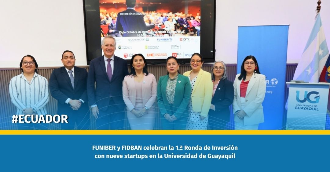 FUNIBER's tweet photo. 🇪🇨 #Ecuador | 🚀 FUNIBER y FIDBAN impulsan el emprendimiento tecnológico con su primera Ronda de Inversión en Ecuador.

La iniciativa, celebrada en la Universidad de Guayaquil, reunió a nueve startups que presentaron sus modelos de negocio y soluciones innovadoras ante representantes del ecosistema emprendedor y de inversión.

🌎 El encuentro abrió un espacio para conectar a emprendedores con potenciales inversores y fortalecer los vínculos entre universidades, innovación y desarrollo empresarial.

🔗 Conoce más: https://t.co/2YtuKouKj1