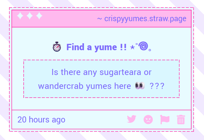 CrispyYumes's tweet photo. 🍪 ˗ˏˋ ꒰ Find a Cookierun Yume !! ꒱ ˎˊ˗

— Is there any sugarteara or wandercrab yumes here 👀 ??? https://t.co/Irf0jFkMw8