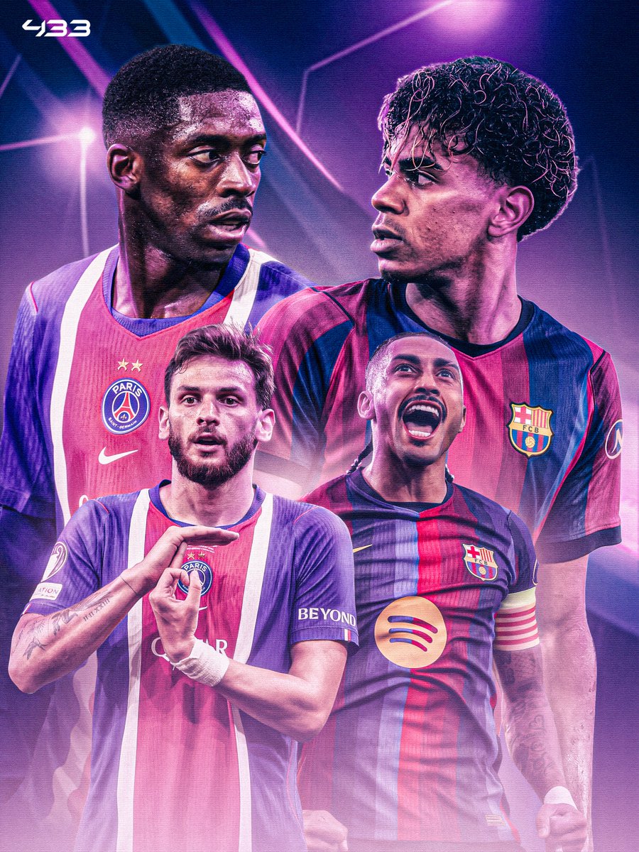433's tweet photo. 𝐓𝐇𝐄 𝐌𝐀𝐓𝐂𝐇 𝐎𝐅 𝐀𝐋𝐋 𝐌𝐀𝐓𝐂𝐇𝐄𝐒: 𝐏𝐒𝐆 𝐕𝐒 𝐁𝐀𝐑𝐂𝐄𝐋𝐎𝐍𝐀 🤯🔥

The 𝗕𝗔𝗖𝗞-𝗧𝗢-𝗕𝗔𝗖𝗞 Champions League winners welcome Barcelona to Paris 🏆🏆🇫🇷

𝑳𝒂𝒎𝒊𝒏𝒆 𝒀𝒂𝒎𝒂𝒍, 𝑫𝒆𝒎𝒃𝒆́𝒍𝒆́, 𝑹𝒂𝒑𝒉𝒊𝒏𝒉𝒂, 𝑫𝒐𝒖𝒆́, 𝑲𝒗𝒂𝒓𝒂𝒕𝒔𝒌𝒉𝒆𝒍𝒊𝒂, 𝑽𝒊𝒕𝒊𝒏𝒉𝒂, 𝑷𝒆𝒅𝒓𝒊, 𝑹𝒐𝒅𝒓𝒊, 𝑯𝒂𝒌𝒊𝒎𝒊… 𝗔𝗟𝗟 𝗢𝗡 𝗢𝗡𝗘 𝗣𝗜𝗧𝗖𝗛 🤯🌟

𝗣𝗦𝗚 𝗢𝗥 𝗕𝗔𝗥𝗖̧𝗔: 𝗪𝗛𝗢 𝗬𝗢𝗨 𝗚𝗢𝗧❓ 👀