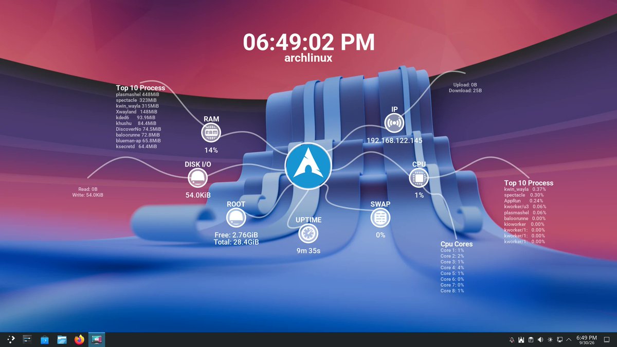 linuxtechmore's tweet photo. Level up your #Linux desktop with Octopus: a dashboard #Conky theme featuring auto-distro detection, adaptive display scaling, and native #Wayland &amp; X11 support.

Repo: https://t.co/EZGVHdLHWQ
Support: https://t.co/PaApAmHF23

#OpenSource #Customization https://t.co/TdTztaHtr1
