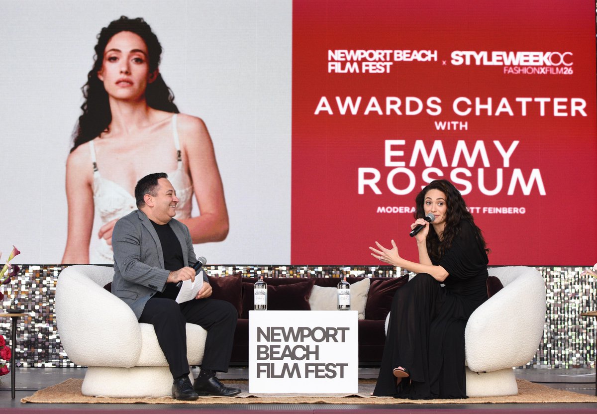 OnTheRedCarpet's tweet photo. A big congratulations to Emmy Rossum! 🌟 The actress received the Outstanding Performance in Television award at Fashion Island during the 27th Newport Beach Film Festival and sat down with The Hollywood Reporter for an “Awards Chatter” conversation.
 
(📸: Vivien Kililea/Getty) https://t.co/361YM7B108
