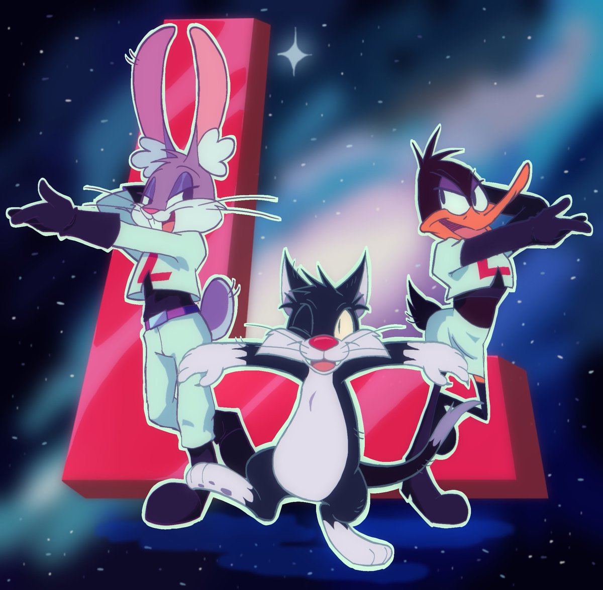 macarronn__'s tweet photo. Otra vez tuve una brillante idea, que ganas de besarme el cerebro

#looneytunesfanart #bugsbunny #daffyduck #sylvester #pokemon #teamrocke https://t.co/Uia7IaPe6C