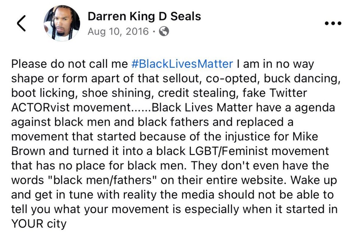 notronnyrick's tweet photo. Darren Seals in his own words about Black Lives Matter https://t.co/cgduvwA02h