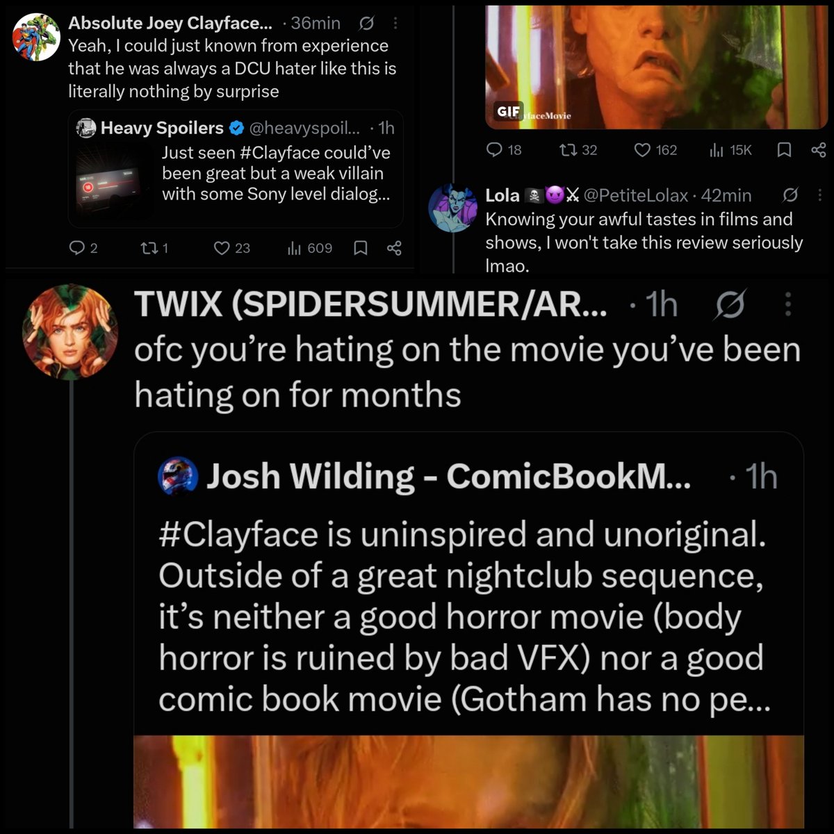 Violetnasirioui's tweet photo. DCU fans are furious at people for expressing their honest opinions about Clayface. https://t.co/1zD3sDlo5v