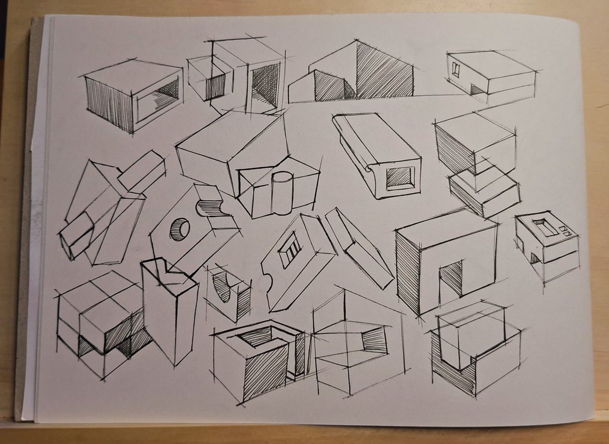 Giocai's tweet photo. I haven't drawn much today, I spent most of my time watching videos on how to intersect shapes, also I'm looking for a hatching method that I like https://t.co/mWiI0XN9K2