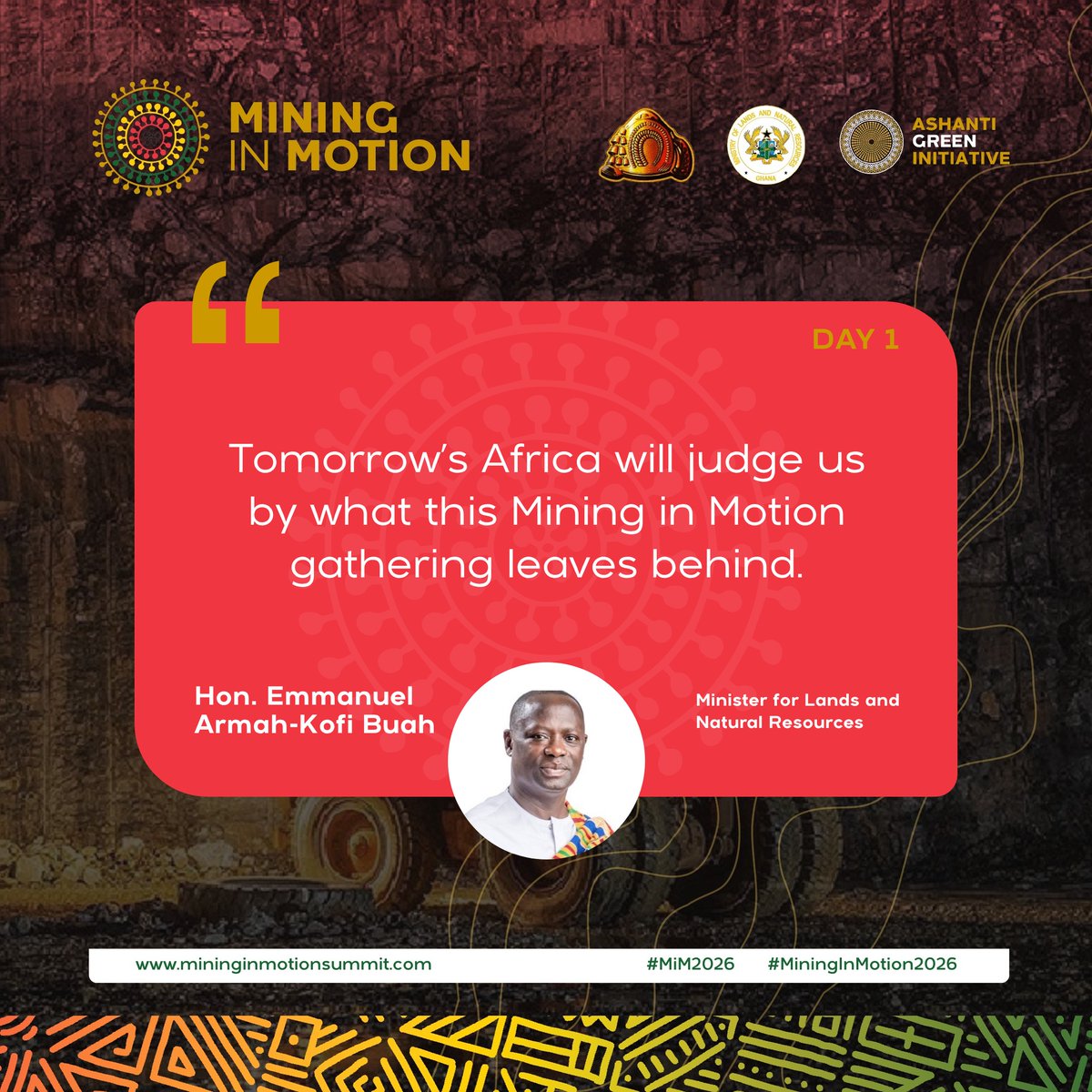 mininginmotion's tweet photo. Hon. Emmanuel Armah-Kofi Buah Shares Insights on Ghana’s Mineral Future

#MiningInMotion #MiM2026 https://t.co/xjK10ryjg1