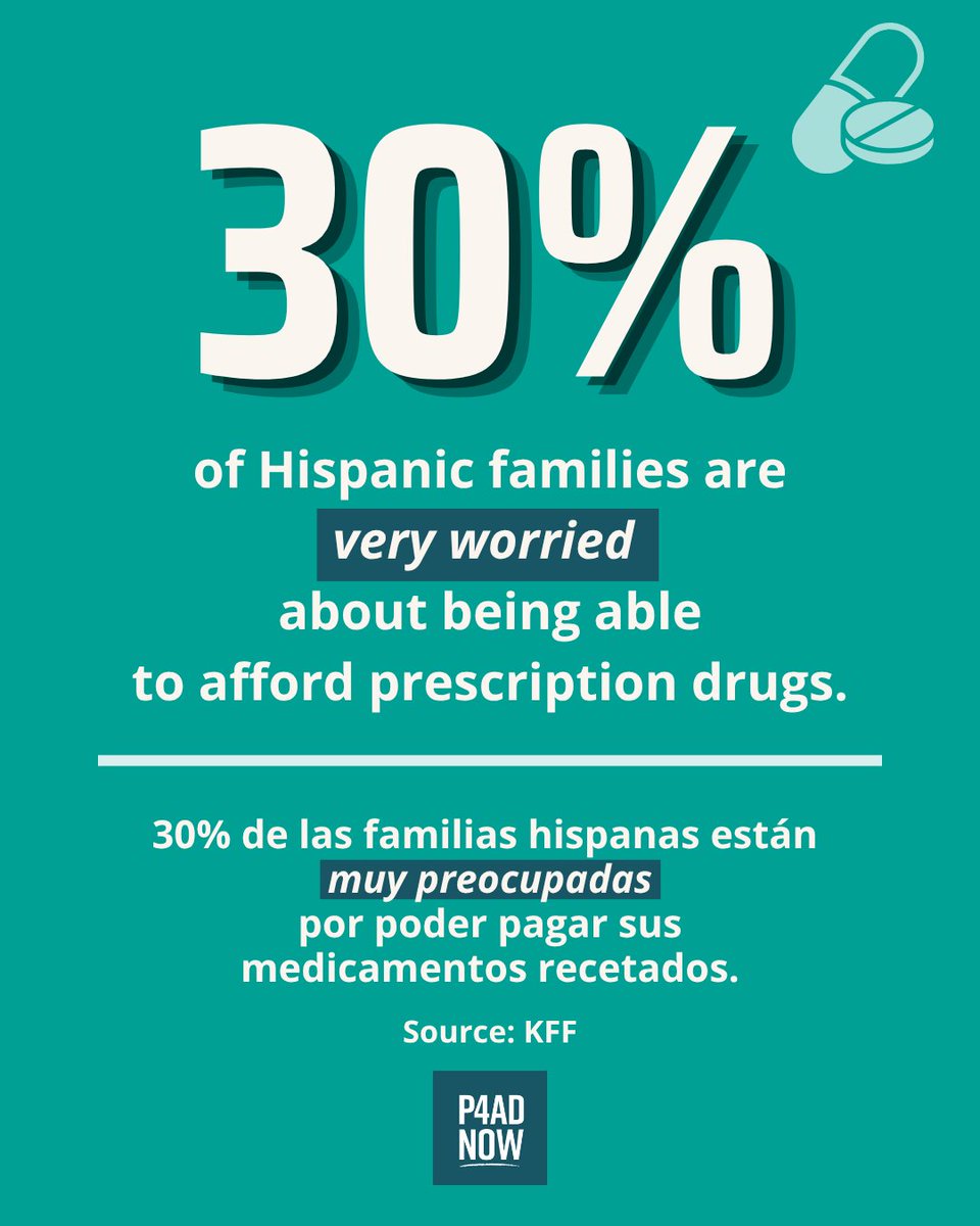 P4ADNOW's tweet photo. Hispanic and Latino communities are disproportionately harmed by high drug prices, but make up just a fraction of the patient advocates fighting back against big drug companies. Get involved, stand with other patients, and lend your voice to help change policy! Share your story with P4AD: https://t.co/FXm356G48T 

Las comunidades hispanas y latinas se ven afectadas de manera desproporcionada por los altos precios de los medicamentos, pero representan solo una pequeña parte de los pacientes defensores que luchan contra las grandes compañías farmacéuticas. ¡Involúcrate, únete a otros pacientes y alza tu voz para ayudar a cambiar las políticas! Comparte tu historia con P4AD: https://t.co/RjHDDMdddf