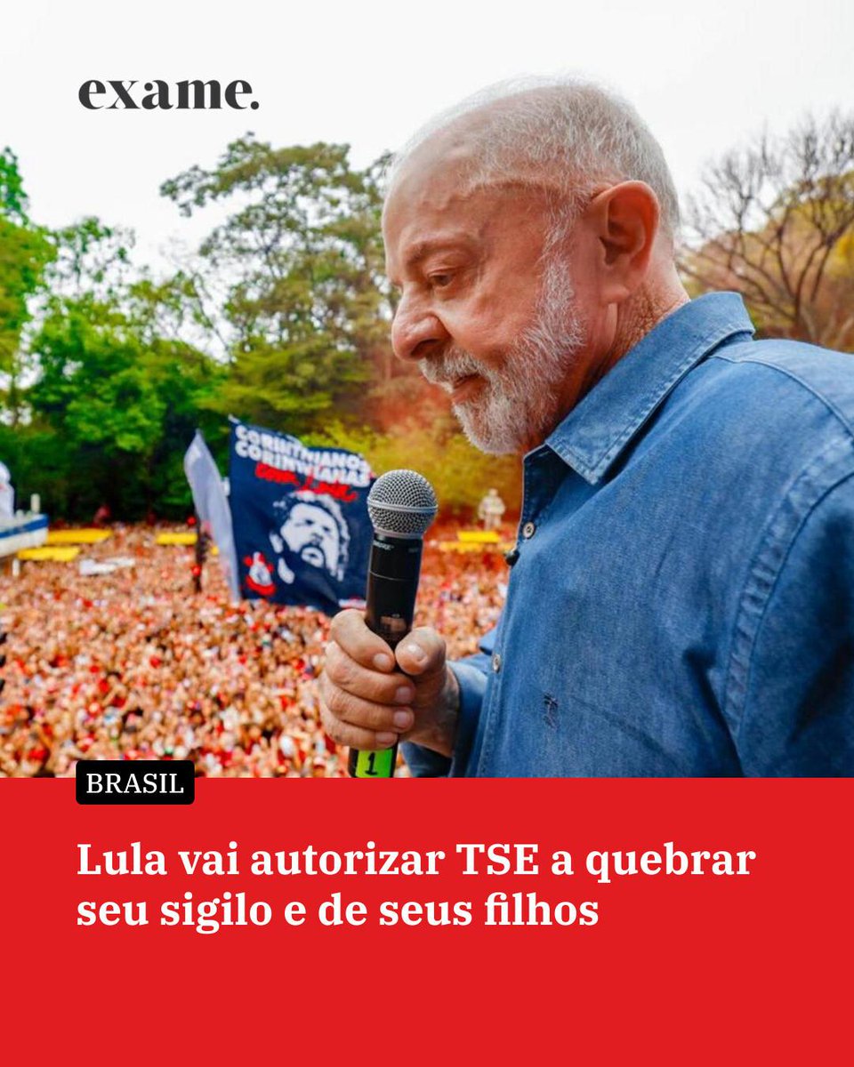 exame's tweet photo. Presidente desafiou o rival Flávio Bolsonaro (PL) a adotar a mesma postura e disponibilizar os dados à Justiça Eleitoral https://t.co/9qj54C9adP