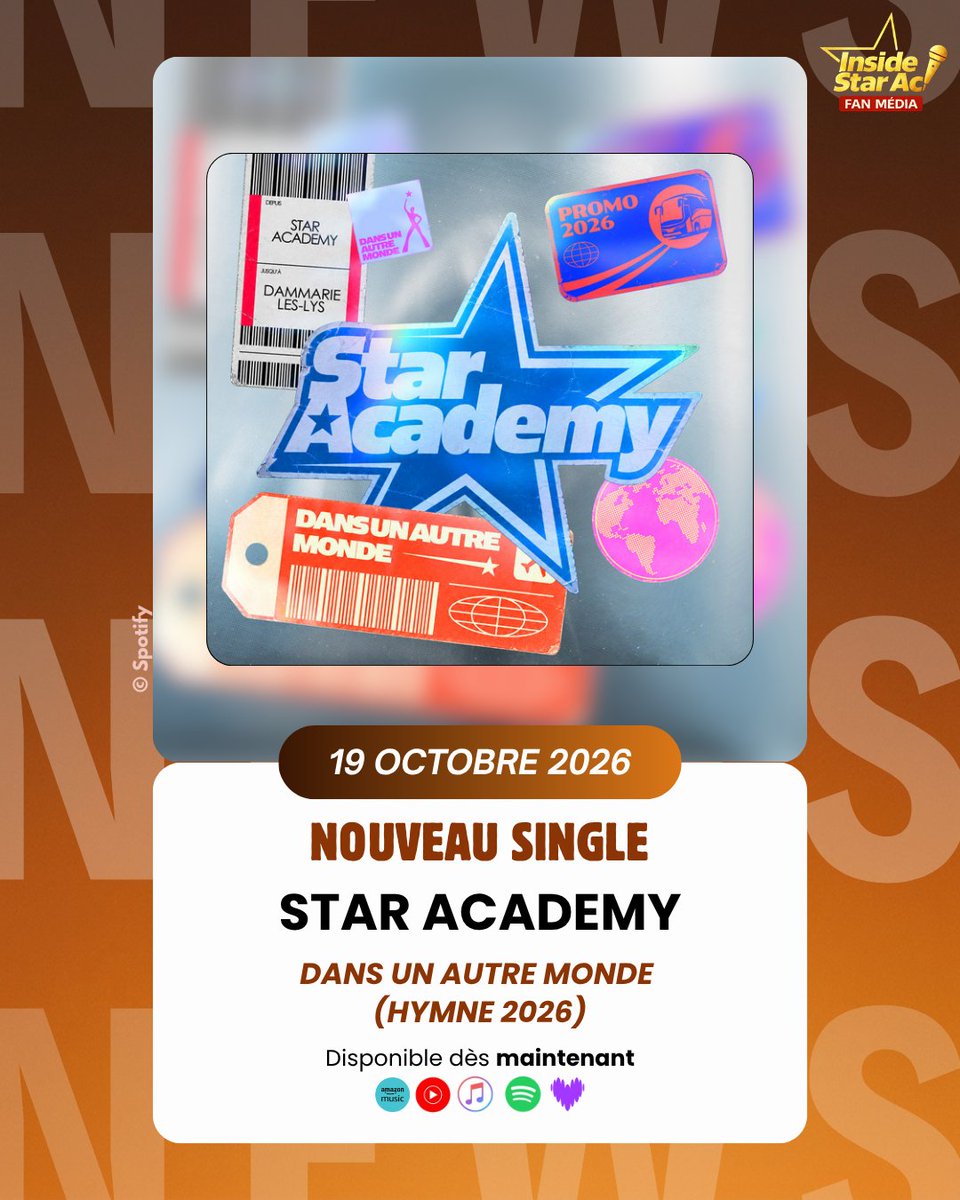 insidefanmedia's tweet photo. 🎶 LES SORTIES MUSICALES !

💿 Léa Doffey annonce son premier album « Carriça », attendu le 4 décembre ! Un premier extrait sera dévoilé demain, mardi 20 octobre, à 12h !

⭐ Hymne 2026 disponible &amp; Emma x Jungeli x Calema est disponible !

#StarAcademy https://t.co/2zVFuA0qvS