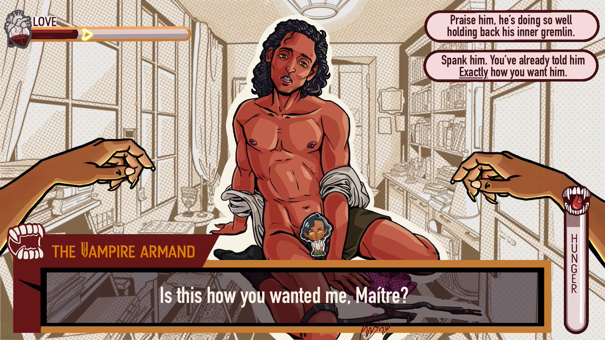 Doodles_count's tweet photo. It’s Armand dating sim time again! Armand seductively taking his clothes off for us won by a slim margin. How do we feel about naughty bits showing? This week there will be 2 polls. Naughty bit/censored and the choice for the next Armand Dating action #iwtv #armandiwtv #fanart https://t.co/UP1a0JTJde
