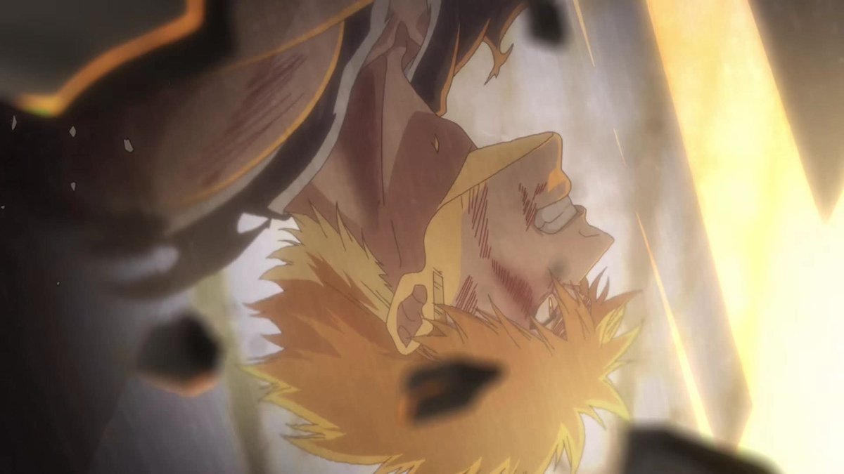 TheBraveShine's tweet photo. Empezó a llover cuando vi a Ichigo reflejarse en Zangetsu. Finalmente blandió su espada y desafió al destino🧡 Secuencia perfecta de principio a fin🥹 https://t.co/OiN6A04JuV