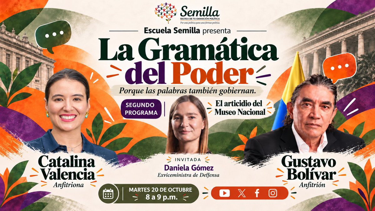 GustavoBolivar's tweet photo. Porque el arte no puede arrodillarse ante el poder ni la cultura estar al servicio de la censura.
Mañana, 8:00 p. m.: LA GRAMÁTICA DEL PODER.
🚨 YouTube Live en @EscuelaSemilla.

¡Nos vemos! RT 🙏 https://t.co/IxPRvKkziS