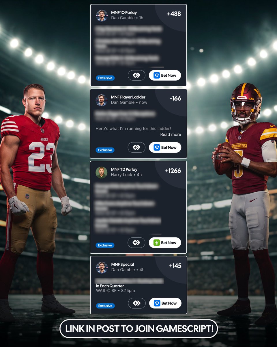 DanGambleAI's tweet photo. ⚾️🏈🏒 +1445 Cross-Sport Lotto

MLB, NFL, NHL. I want it all tonight! 😈

🔗 View here: https://t.co/EepV7OiLBs

I’ve stacked @GameScript with content for MNF, including a Player Ladder 🪜👀 https://t.co/VUIIrNQnMj