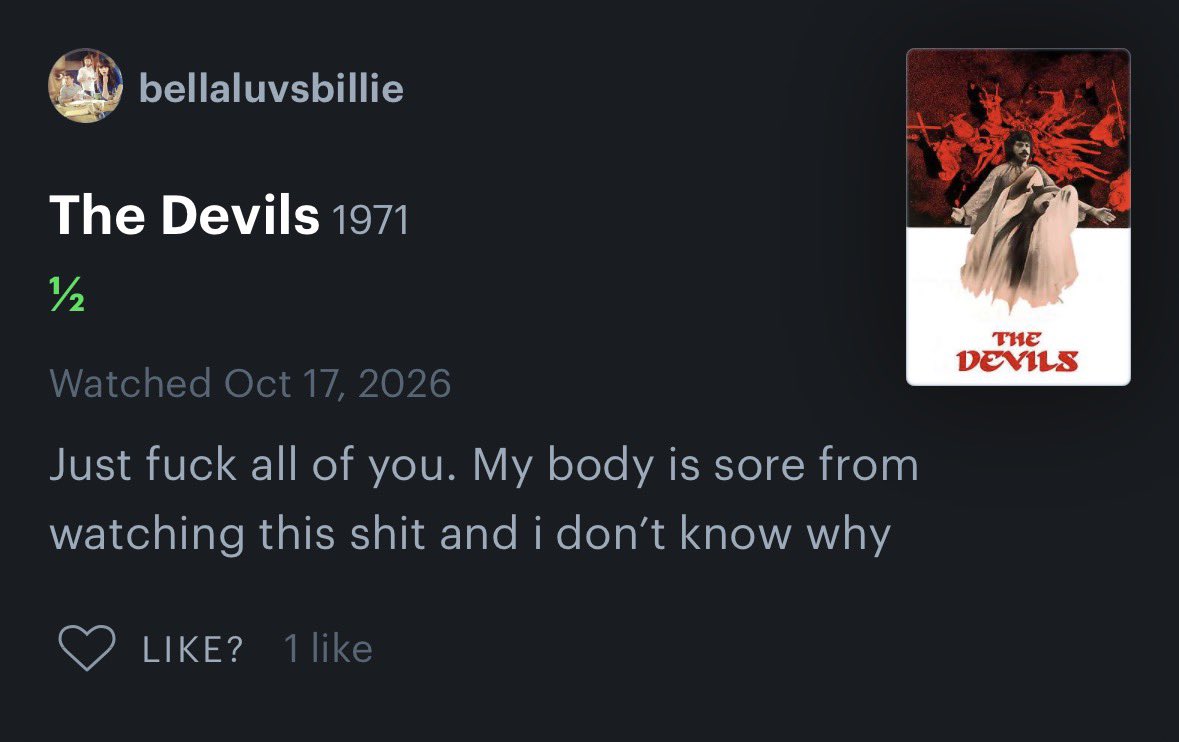 flirtrusselll's tweet photo. the bad reviews for THE DEVILS are fucking hilarious https://t.co/ZrSoafa2fi
