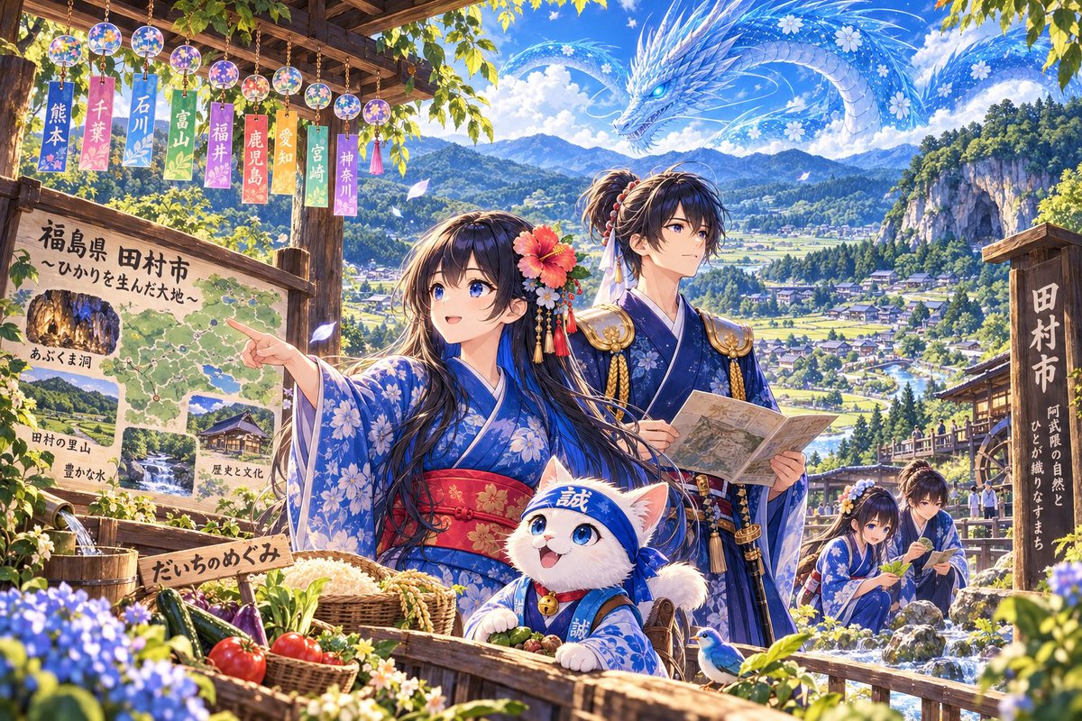 Cat_Fighter222's tweet photo. On our second day in Tamura, we look beyond the cave and learn about the land itself. 🌿🏞️ Mountains, water, forests, and fertile fields have supported life here for generations. As we explore, we see how the land has shaped the community. 💙🐉✨

大地の恵みをたどる ― 田村市 https://t.co/mGI12jq9Xk