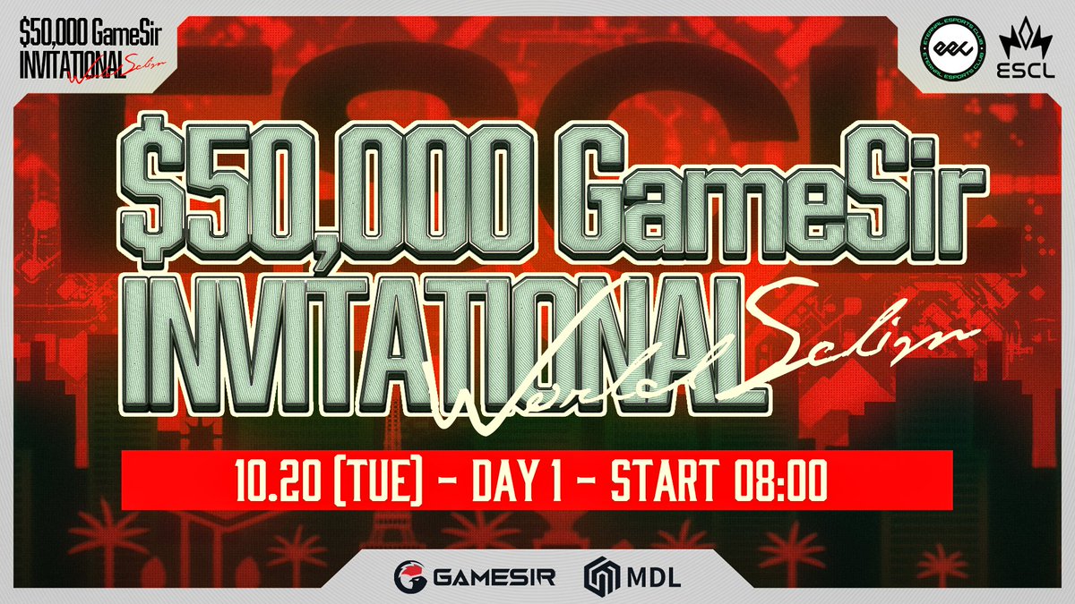 ESCL_GG's tweet photo. EECxESCL 賞金付き世界スクリム
$50,000 GameSir Invitational💫

🎬 10/20(火) 8:00～ Day 1 AvsB / CvsD
🔴YouTube
https://t.co/FVpPHrkvZY
🟣Twitch
https://t.co/4kUMxPKJwu

#ESCL_GG #ApexLegends https://t.co/zYXSatKTvJ