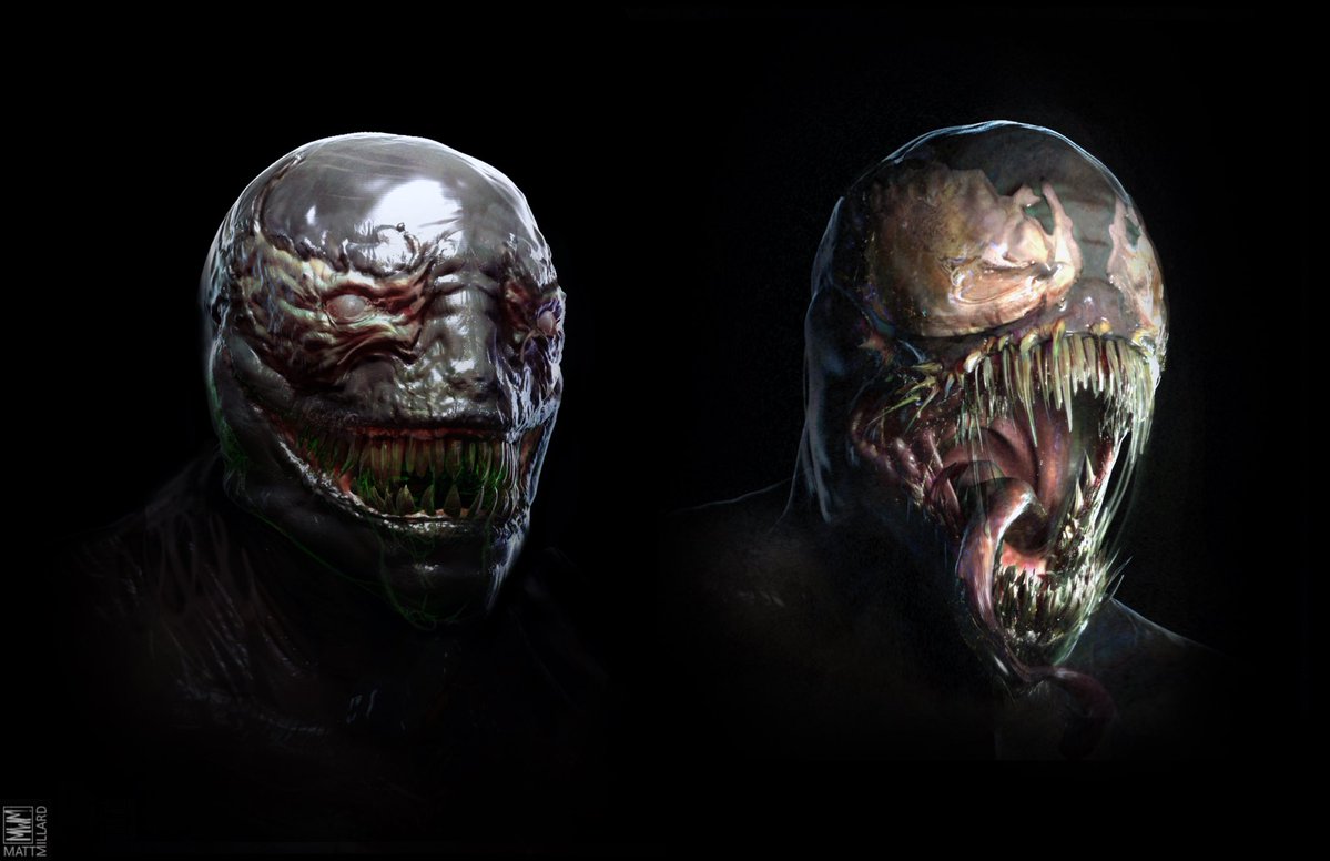 ItchyTasty_'s tweet photo. Venom! Concept art from the first movie . One of my most favorite jobs I got to work on . Brought in all my comic books and rolled them out to the rest of the team at the time . Had a blast on these . Did a ton of concepts for it , and really channeled Mark Bagley whilst doing it https://t.co/vvtP5ETRPb