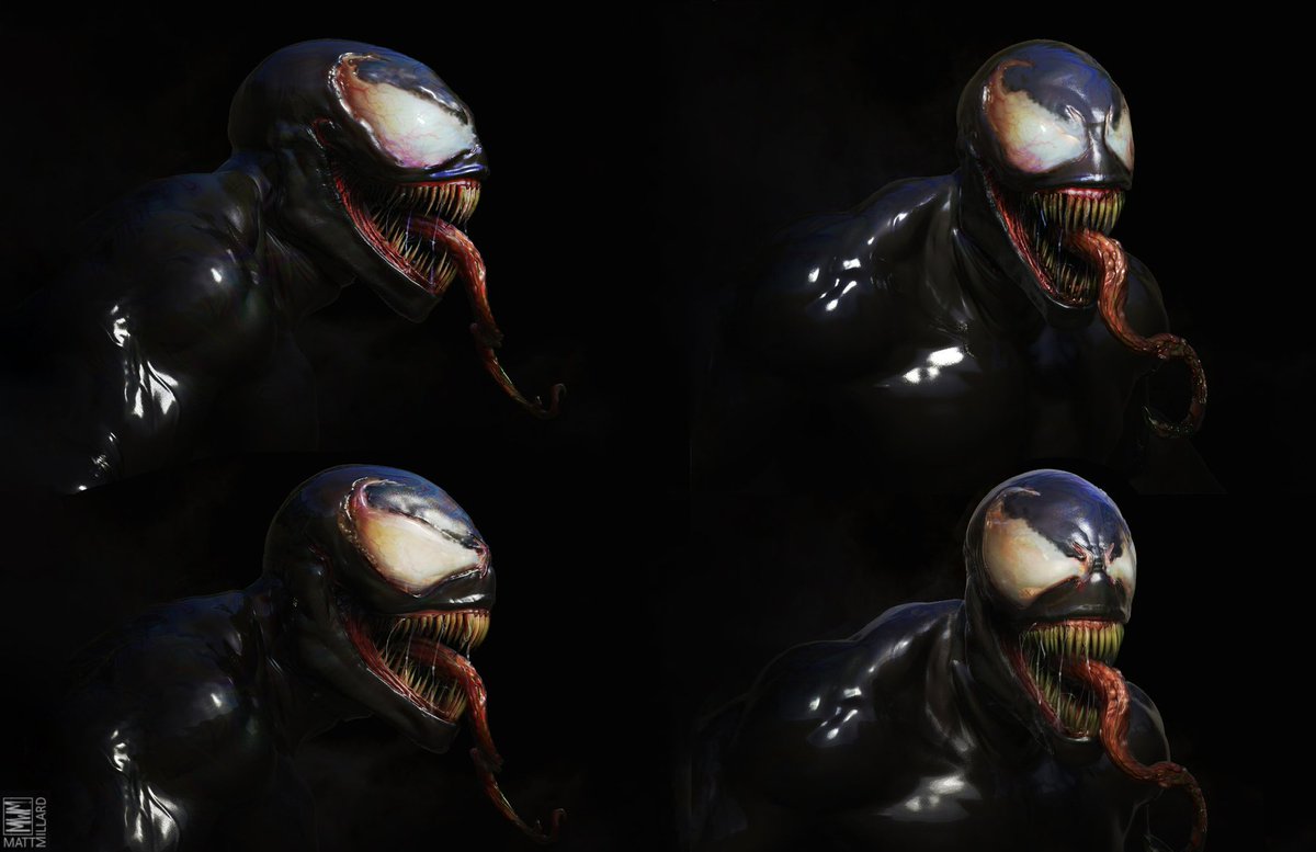 ItchyTasty_'s tweet photo. Venom! Concept art from the first movie . One of my most favorite jobs I got to work on . Brought in all my comic books and rolled them out to the rest of the team at the time . Had a blast on these . Did a ton of concepts for it , and really channeled Mark Bagley whilst doing it https://t.co/vvtP5ETRPb