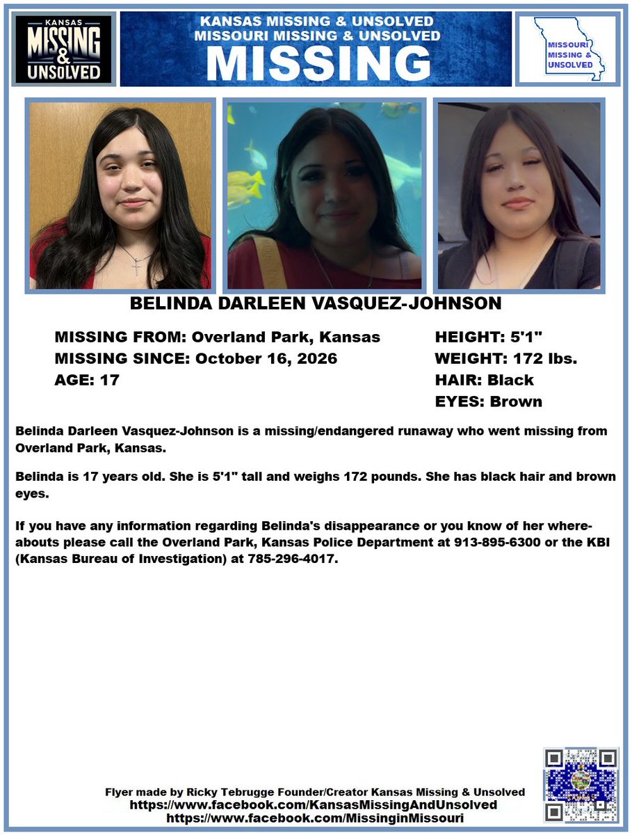 KansasMissing's tweet photo. #MISSINGPERSON #MISSING PLEASE SHARE/PRINT/POST!!! BELINDA DARLEEN VASQUEZ-JOHNSON (OVERLAND PARK, KANSAS)!!!

#KansasMissing
#KansasMissingPerson
#MissingInKS
#MissingInKansas
#MissingKansan
#OverlandPark
#Kansas 
@AnnetteLawless https://t.co/pIADqkHi8n