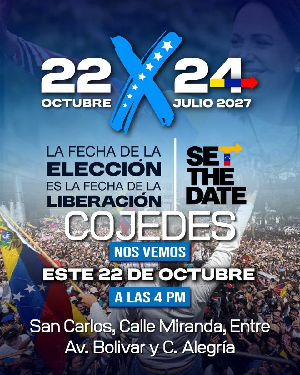ConVzlaComando's tweet photo. 📍Cojedes 
Calle Miranda entre Av Bolívar y C. Alegria de San Carlos 

#SetTheDate https://t.co/HpCIbdyGWJ