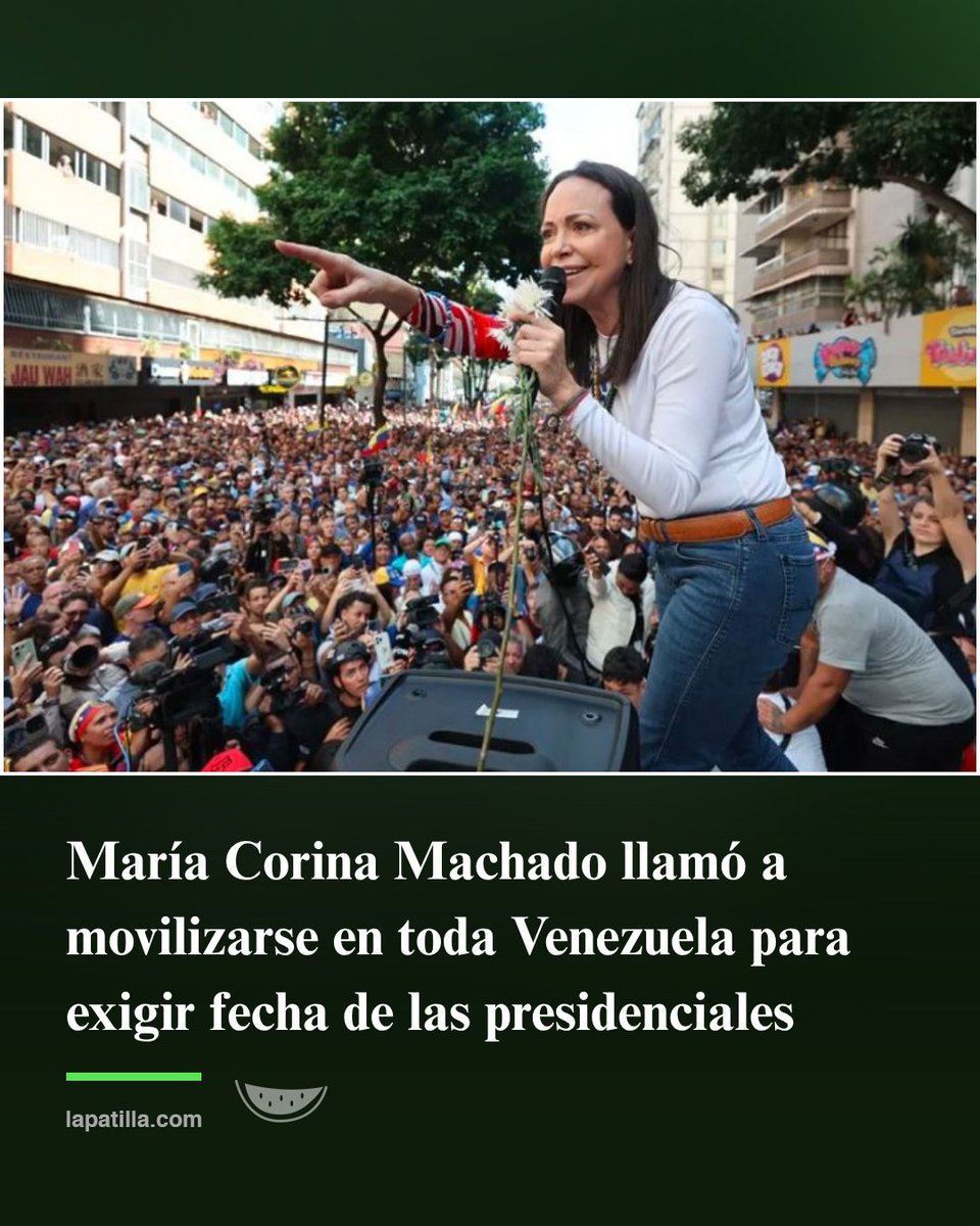 la_patilla's tweet photo. 🍉| La líder democrática venezolana y Premio Nobel de la Paz 2025, María Corina Machado (@MariaCorinaYA), reafirmó la convocatoria a una movilización nacional para este jueves 22 de octubre, con el propósito de exigir la publicación de la fecha de las próximas elecciones presidenciales y reclamar condiciones que permitan su regreso seguro a Venezuela.