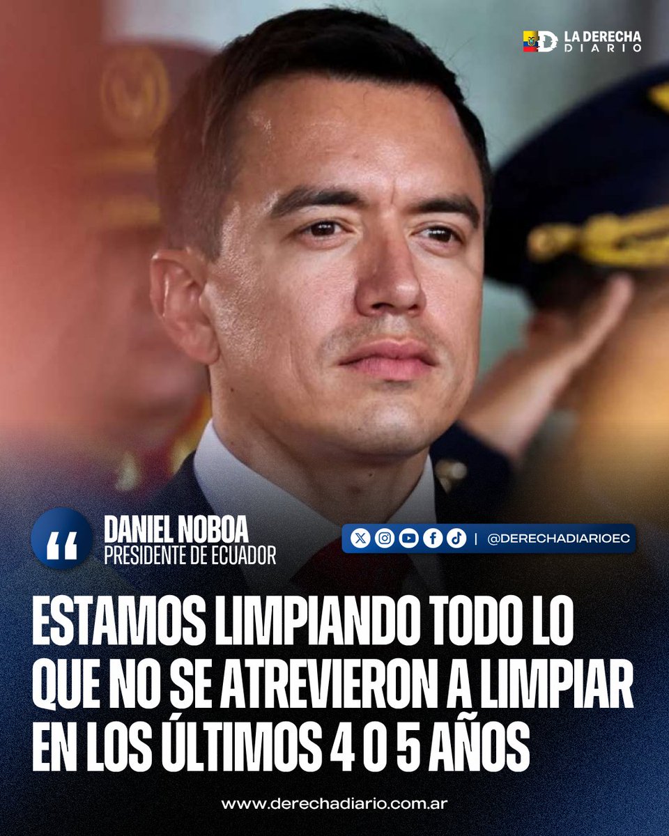 DerechaDiarioEC's tweet photo. 🚨🇪🇨 | "ESTAMOS LIMPIANDO TODO LO QUE NO SE ATREVIERON A LIMPIAR EN LOS ÚLTIMOS 4 O 5 AÑOS": El presidente Daniel Noboa destacó las acciones de su Gobierno para combatir la corrupción y desmantelar las mafias infiltradas en el sistema de salud ecuatoriano. https://t.co/scT5KGfCaF
