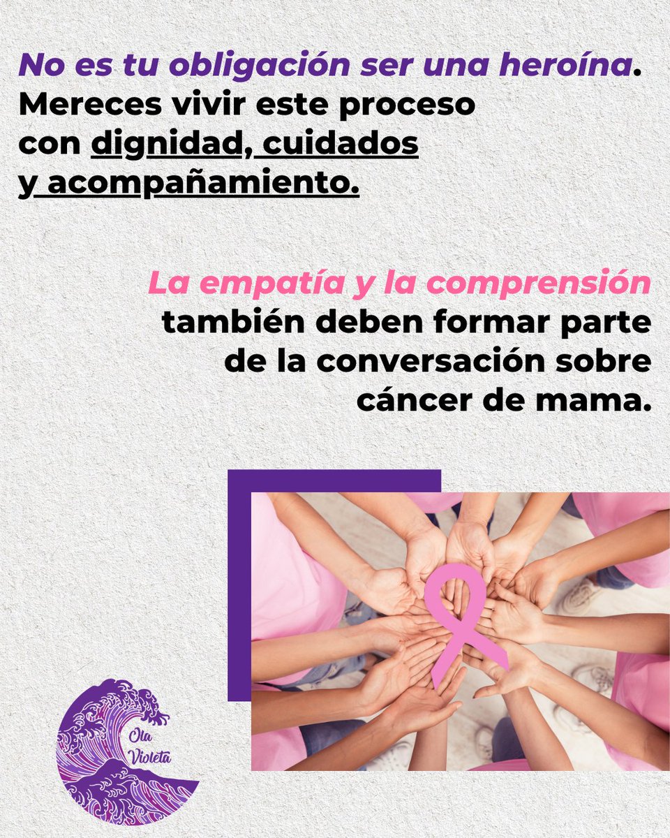 OlaVioletaAC's tweet photo. Este #diamundialdelaluchacontraelcancerdemama , cambiemos las exigencias por empatía. Porque ninguna mujer debería tener que demostrar su fortaleza para recibir apoyo 🎀 https://t.co/tDxHazk5lg