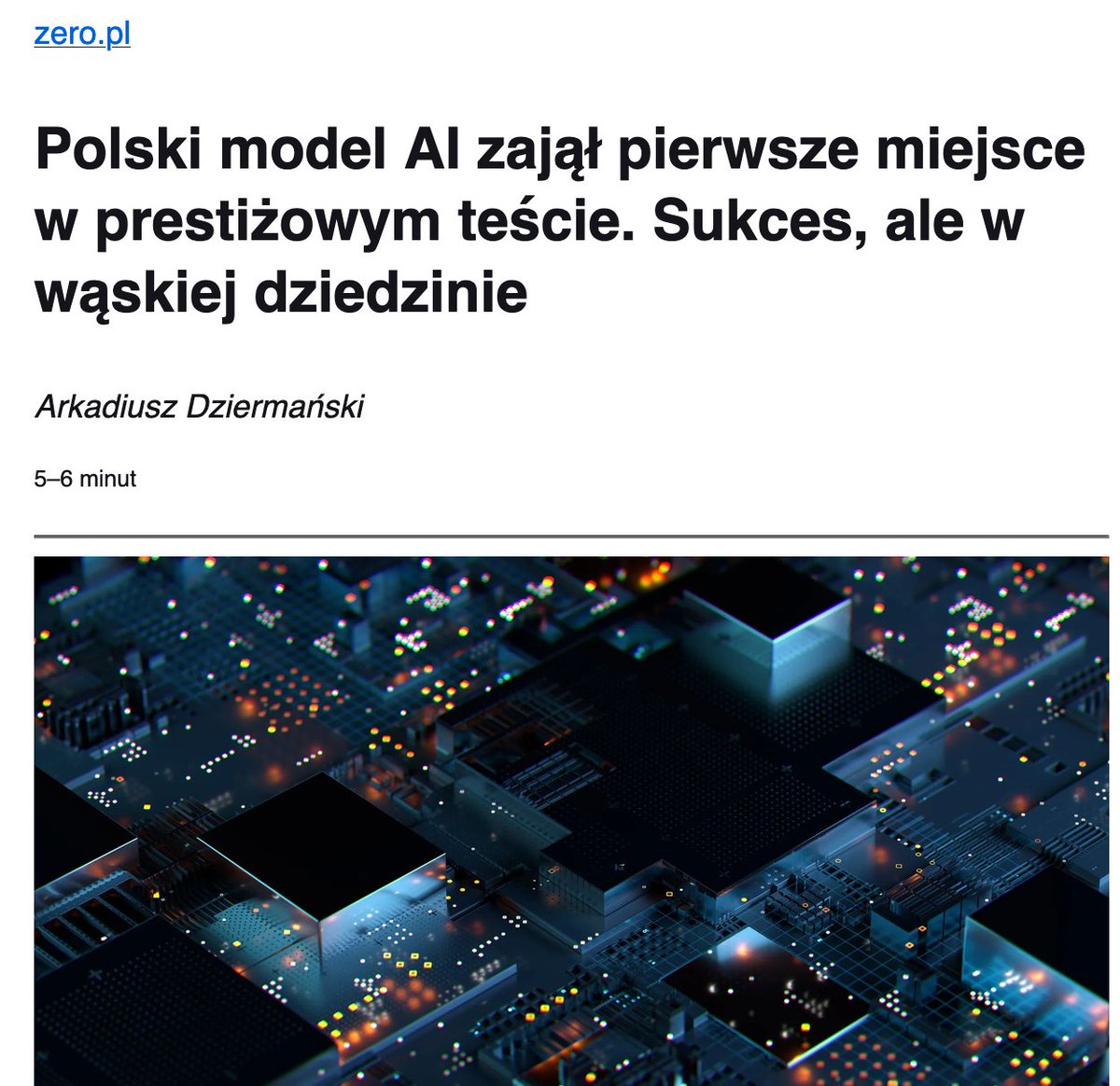 KonradKrajewsk6's tweet photo. Polskie urzędy i spółki skarbu państwa wydają setki milionów złotych na ociężałe systemy IT od zagranicznych korporacji.

W tym samym czasie jeden polski inżynier w niecałe 30 dni buduje model AI, który w międzynarodowym teście decyzyjnym wygrywa z rozwiązaniami od OpenAI i Microsoftu.

I oddaje go za darmo.

Remigiusz Kinas (współtwórca Bielika) we wrześniu ruszył z projektem „basal”. Nazwa pochodzi od jąder podstawy mózgu, które odpowiadają za natychmiastowy wybór działania.
Wziął bazowy model Google Gemma 4, napisał własny silnik uruchomieniowy i wytrenował go na 640 tysiącach realnych przypadków decyzyjnych

Kiedy pasażer wysyła zgłoszenie: „Autobus linii 124 nie przyjechał, czekam na przystanku 35 minut”.  Basal w 102 milisekundy przypisuje wagi prawdopodobieństwa:

94% – skarga na niewykonany kurs,
4% – błąd informacji pasażerskiej,
2% – inna sprawa.

System z automatu przekierowuje zgłoszenie prosto do dyspozytorni przewoźnika. A to, co w tym silniku najważniejsze, to kalibracja – gdy przy analizie trudnego dokumentu prawnego czy medycznego poziom pewności spada poniżej bezpiecznego progu, model sam blokuje automatyzację i przekazuje teczkę człowiekowi.

17 października niezależny benchmark JevBench przetestował 182 modele z otwartymi wagami na 1500 trudnych scenariuszach decyzyjnych. 

Polski basal-omni-1.0-ultra zajął 1. miejsce na świecie wśród modeli otwartych (82,5 pkt Capability Score) i 2. miejsce w klasyfikacji generalnej, łączącej komercyjne, zamknięte API. Zostawił w tyle dedykowane silniki decyzyjne od OpenAI i Microsoftu. Przeprocesowanie 1000 decyzji na wynajętym GPU kosztowało w teście 0,045 USD.

Cały kod i wagi modelu (62 GB w BF16, są też lżejsze wersje oparte na polskim Bieliku) leżą na GitHubie i Hugging Face na licencji Apache 2.0. Każda polska instytucja może to dzisiaj pobrać za zero złotych i postawić na własnej szafie serwerowej – bez abonamentu i bez wysyłania wrażliwych danych obywateli za ocean.

Technologia na światowym poziomie leży na stole za darmo. Ktoś przyjmuje zakłady, w ilu polskich urzędach i spółkach miejskich ten kod zostanie wdrożony, a w ilu dalej będą pisać przetargi pod zamknięte licencje za miliony?