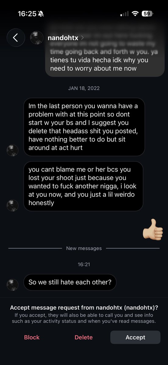 gothfvcc's tweet photo. GUYS LMAOOO, MAKING MY LIFE EXCITING. He unsent it and blocked me before i could respond with FY😂 https://t.co/sGkULsbVof
