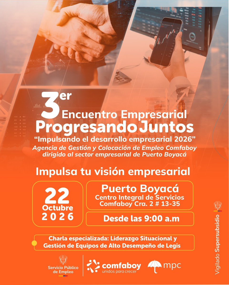 comfaboy's tweet photo. 🤝🧡 ¡Impulsa tu visión empresarial con COMFABOY!
Te invitamos al https://t.co/W3umHNOcQy Encuentro Empresarial Progresando Juntos 2026, un espacio para fortalecer el sector empresarial de Puerto Boyacá y seguir creciendo juntos.
📝 ¡Inscríbete aquí!
🔗 https://t.co/7WHCm8XcPR https://t.co/yDSphopRoB