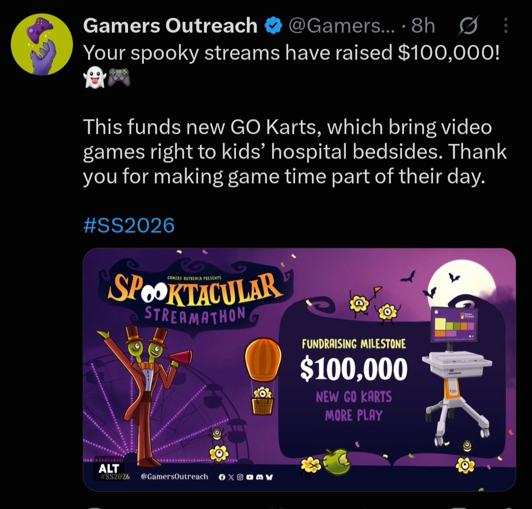 Caboose025's tweet photo. Congratulations to our friends Gamers Outreach @GamersOutreach for hitting their $100k goal already! The community has been great this year! The drive is still going strong until the end of the month! Can you help us hit $200k?! Donate today! https://t.co/HTwwyiqUu5 https://t.co/HNrBolKfRy