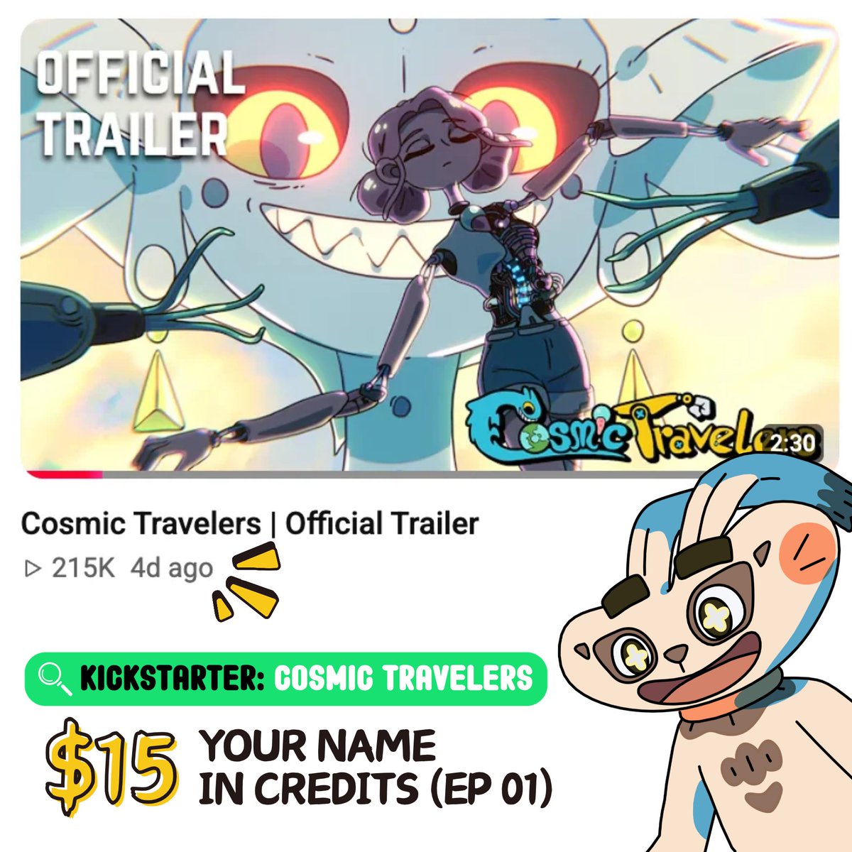 StudioStarseed's tweet photo. A huge milestone for us!! Over 200K views on YouTube in just 4 days, thank you all so much for watching and sharing💖

We’ve packed so much more crazy, fun stuff into EPISODE 1, and seeing this reaction makes us believe it can hit millions when it's out.

If you want to help us bring Episode 1 to life, check out our KICKSTARTER! For just $15, you can get your name in the CREDITS, plus the 4K video file and the official SOUNDTRACK.

We’re putting everything we have into making this show amazing. Link below, thank you for having our backs🙏🫡🫶