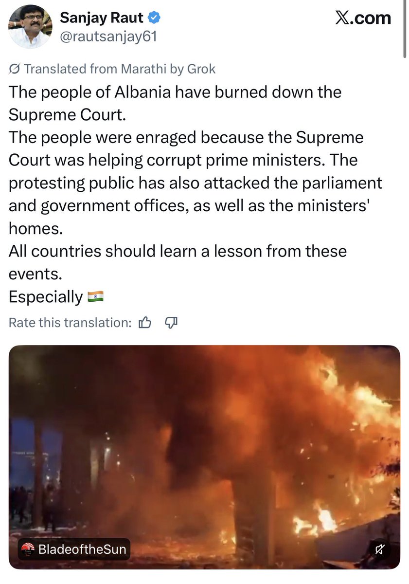 TajinderBagga's tweet photo. Sanjay Raut, you’re telling India to learn from mobs that burn courts and government offices. Don’t worry, beta. PM Modi is standing like a wall, and India will never burn under the watch of political losers like you. @rautsanjay61 https://t.co/96OEaMCHde