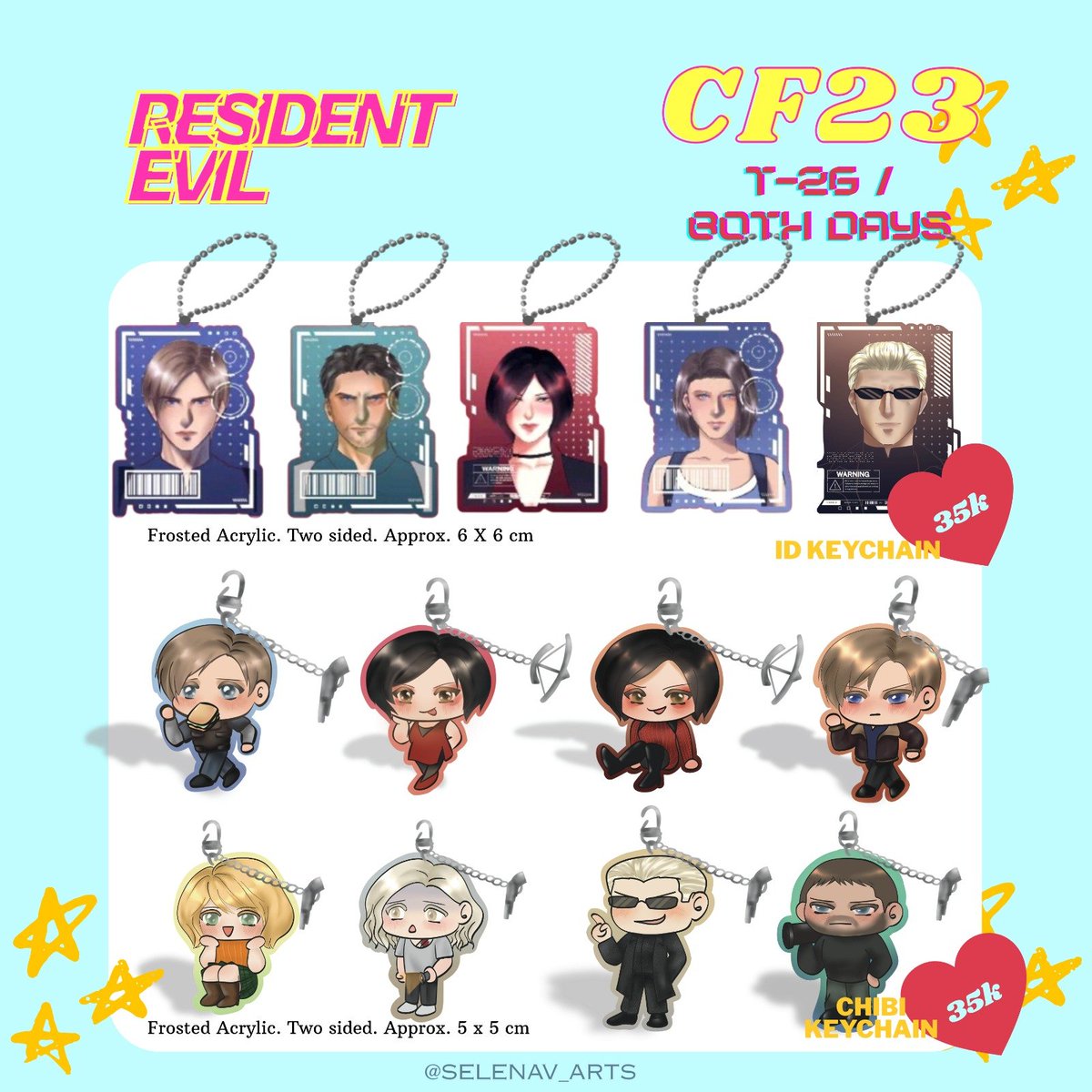 selenav_arts's tweet photo. [❤️ &amp; 🔃 would be much appreciated]

Hello, selenav's CF23 PO has officially open!!
PO period : 20 okt - 25 okt 2026
Booth : D'Empire no. T-26
Fandom : Resident Evil (Aeon and Valenfield centered), LADS

FORM LINK ⬇️
#cf23 #cf23catalogue #comifuro23 #ResidentEvilㅤ #aeon https://t.co/Y4dXIYwG8I