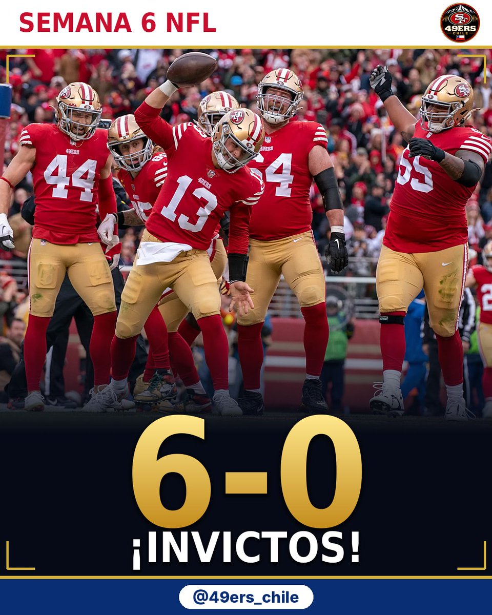 49ers_Chile's tweet photo. Seguimos en pie 6-0 https://t.co/so4jKIFMkP