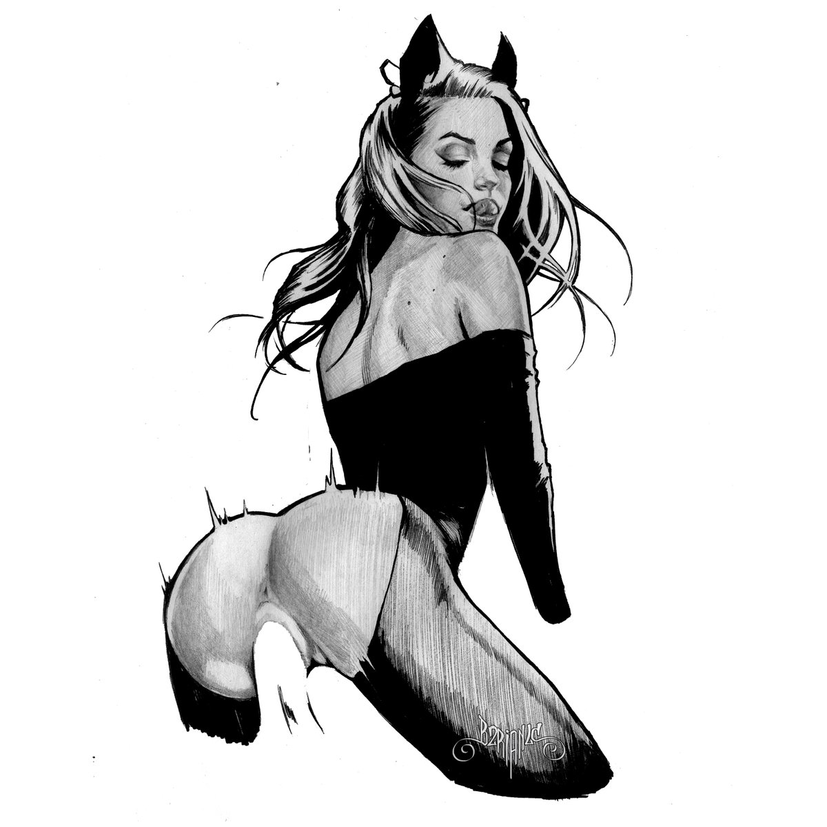 b2rian's tweet photo. portrait of @kimmygrangerxxx 
done in ballpoint pen &amp; Sharpie https://t.co/uXfgCeaOYI