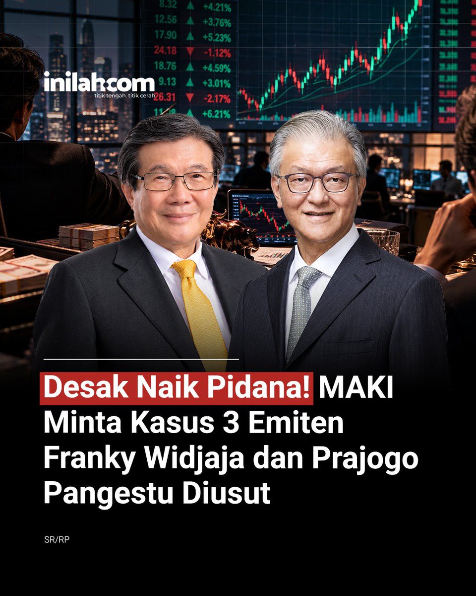 mikuroQ's tweet photo. MAKI secara resmi mendesak aparat penegak hukum untuk segera memproses indikasi pelanggaran berat di pasar modal ke ranah pidana, menyusul langkah OJKnyang menjatuhkan sanksi administratif bernilai triliunan rupiah kepada beberapa emiten besar setelah ada dugaan manipulasi perdagangan dan pelanggaran aturan penjatahan saham. 
Koordinator MAKI menilai bahwa sanksi denda administratif triliunan rupiah saja tidak cukup untuk memberikan kepastian hukum.
     Kasus manipulasi perdagangan (seperti pada saham DSSA) serta manipulasi pemesanan/penjatahan saham (seperti pada BREN dan CUAN) harus segera ditindaklanjuti ke proses hukum pidana yang tegas. 
Selain mendorong sanksi pidana, MAKI meminta otoritas bursa untuk melakukan suspensi (penghentian sementara) perdagangan saham dari emiten-emiten terkait.          
     Langkah ini dianggap krusial demi menjaga transparansi kepemilikan saham serta memastikan penuntasan perkara hukum berjalan secara utuh sebelum saham-saham tersebut kembali ditransaksikan. 
Desakan ini sejalan dengan kekhawatiran global dari lembaga penyedia indeks global MSCI. MSCI sempat memberikan peringatan ketat kepada pasar saham Indonesia karena para investor global menuntut adanya implementasi nyata dan penegakan hukum yang konsisten, agar status pasar modal Indonesia tidak diturunkan ke kategori Standalone Market yang diawasi khusus
