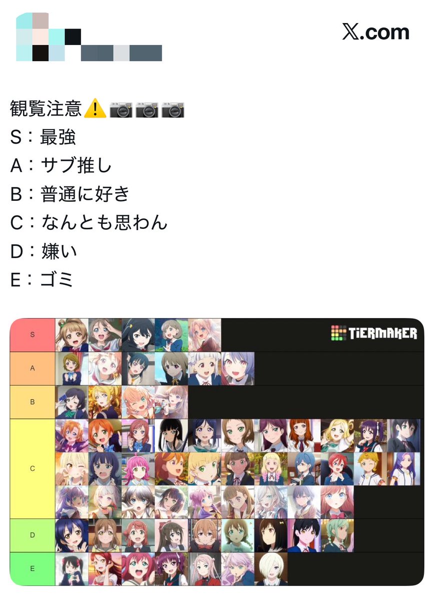 ComDaity's tweet photo. 何このクソTier表
DとEに置かれたキャラやそのキャラのファンの人達の気持ち考えろや https://t.co/iWMGyicy7w