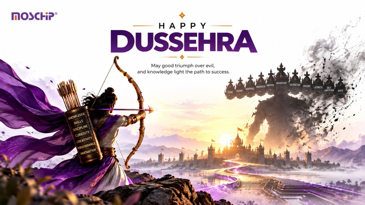 MosChipTech's tweet photo. May the light of knowledge overcome every challenge and innovation lead us toward a brighter future. ✨

Happy Dussehra from MosChip! https://t.co/Vt6wV1C09E