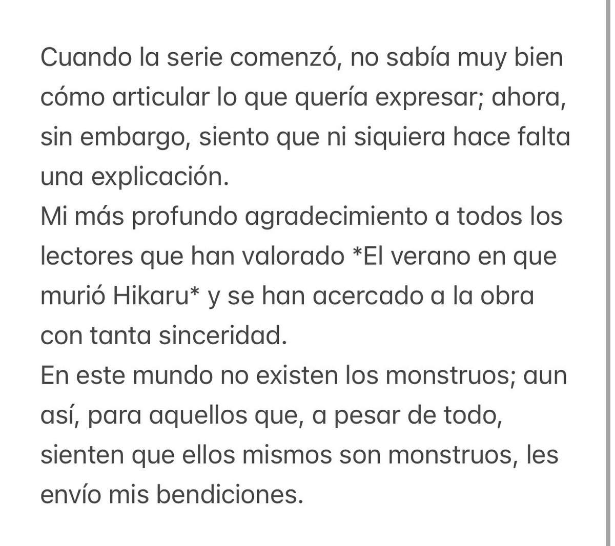 ccyoshikaru's tweet photo. palabras de mokumokuren por el final del manga: https://t.co/fbcptj9Bm4