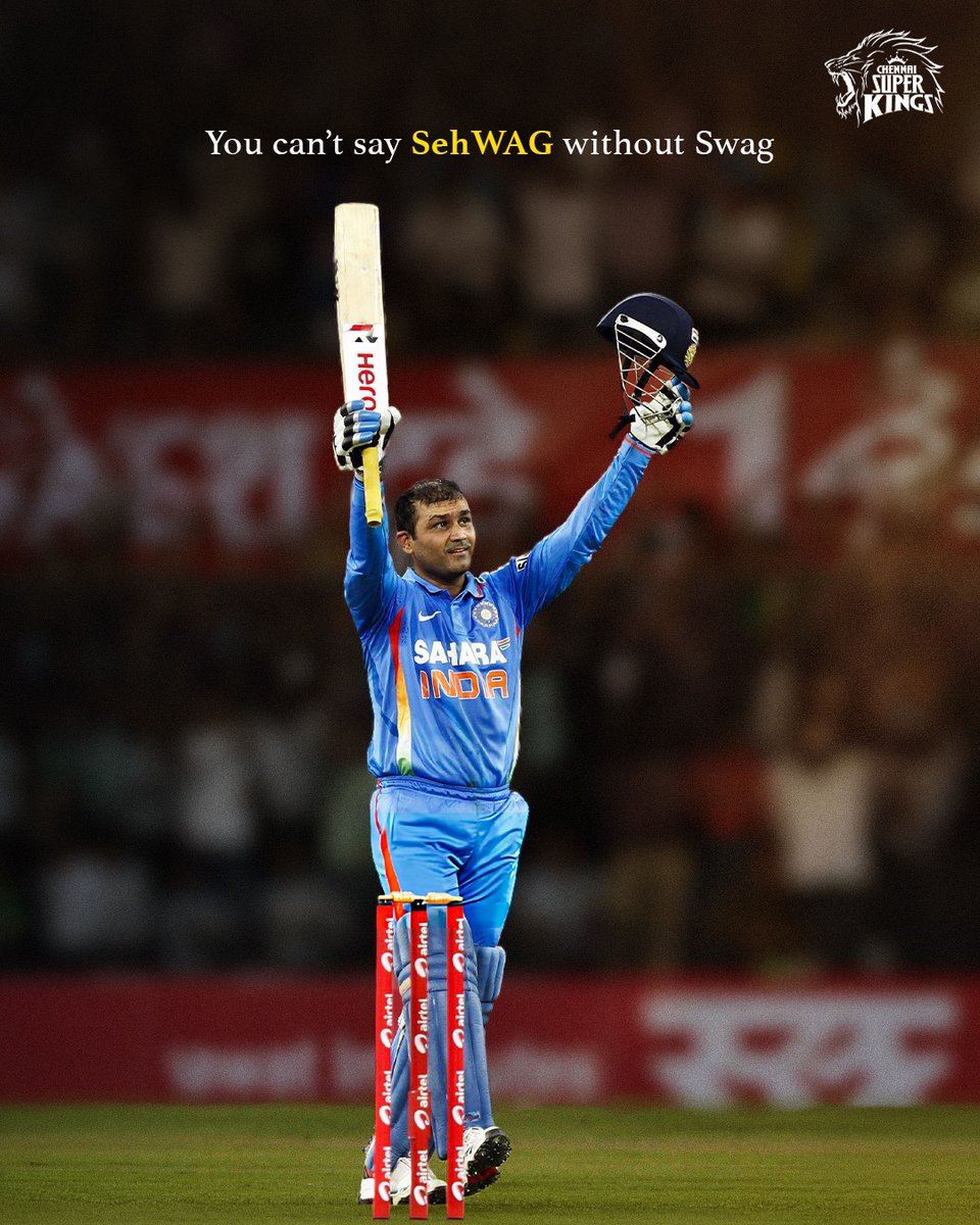 ChennaiIPL's tweet photo. Swag, Swagger, SehWAG 😎

Here’s to a birthday as cool as you, Viru Bhai! 🥳💛

#WhistlePodu #SuperBirthday
📸 : ICC / BCCI https://t.co/x20MTkisDc