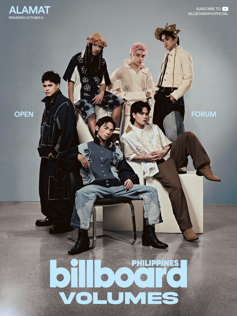 BBPHOfficial's tweet photo. This Wednesday on YouTube, Billboard Philippines Volumes is more honest than ever before as #Alamat (@Official_ALAMAT) dive headfirst into the harsh truths and hard-earned victories of their five-year career.  

The six-member boy group known for their distinct cultural expression opens up about embracing a concept they initially doubted, making their Filipino Music Award-winning song ‘Sinigang,’ and eventually finding their rhythm as they work to bring the diversity of Filipino culture to the world.   

Watch the full episode on October 21, only on Billboard Philippines’ YouTube and Spotify.  Media channels manager and director @kenndimaano, host @bretjackson, group producer @_antonmolina, jr. group producer @megimogu, cinematographer @omar.alah, video editor @samuelelsewhere, camera operators and gaffers @ecsfilms, writers and researchers @mjamanuel, @nicaglorioso, audio engineers @hannah.jabla, @timgonzal3z, cover photographed by @lyndonkyle_, cover creative direction by @kenndimaano, art direction by @megimogu, production associate @laarestauro, styling @bettinabanez.  

Billboard Philippines Volumes, October 2026.  

#BillboardPH #BBPHVolumes #BBPHMediaChannels
