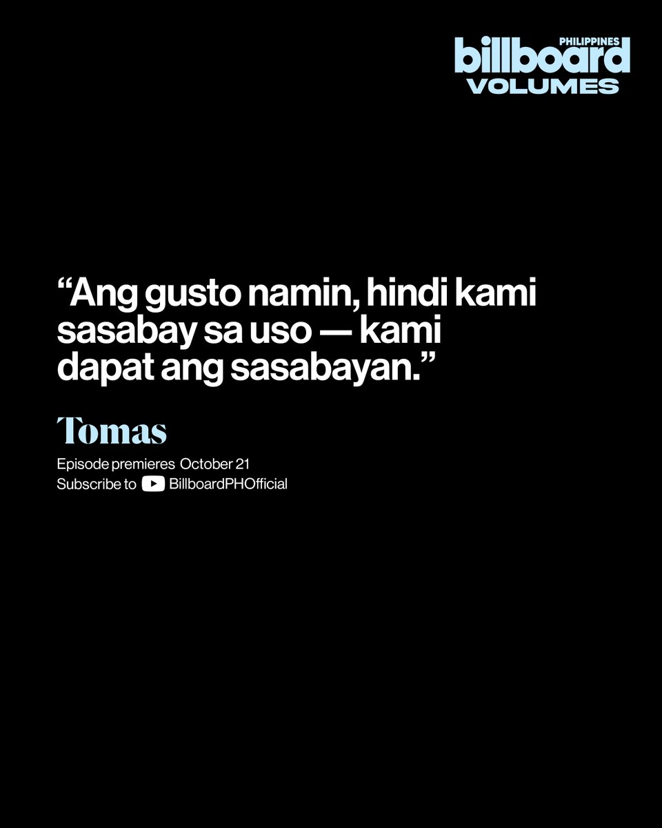 BBPHOfficial's tweet photo. This Wednesday on YouTube, Billboard Philippines Volumes is more honest than ever before as #Alamat (@Official_ALAMAT) dive headfirst into the harsh truths and hard-earned victories of their five-year career.

The six-member boy group known for their distinct cultural expression opens up about embracing a concept they initially doubted, making their Filipino Music Award-winning song ‘Sinigang,’ and eventually finding their rhythm as they work to bring the diversity of Filipino culture to the world.

Watch the full episode on October 21, only on Billboard Philippines’ YouTube and Spotify.  Media channels manager and director @kenndimaano, host @bretjackson, group producer @_antonmolina, jr. group producer @megimogu, cinematographer @omar.alah, video editor @samuelelsewhere, camera operators and gaffers @ecsfilms, writers and researchers @mjamanuel, @nicaglorioso, audio engineers @hannah.jabla, @timgonzal3z, cover photographed by @lyndonkyle_, cover creative direction by @kenndimaano, art direction by @megimogu, production associate @laarestauro, styling @bettinabanez.

Billboard Philippines Volumes, October 2026.

#BillboardPH #BBPHVolumes #BBPHMediaChannels