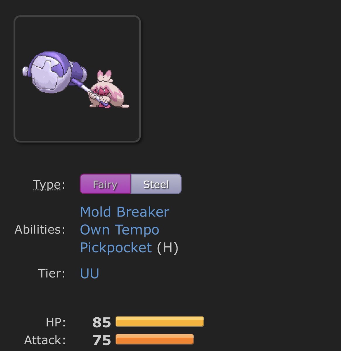 90underscore's tweet photo. I really like that one pokemon anime clip where its Xatu using Power Swap on a Tinkaton, and it acts as if it would’ve fucking done anything https://t.co/mq8rmYBZKc