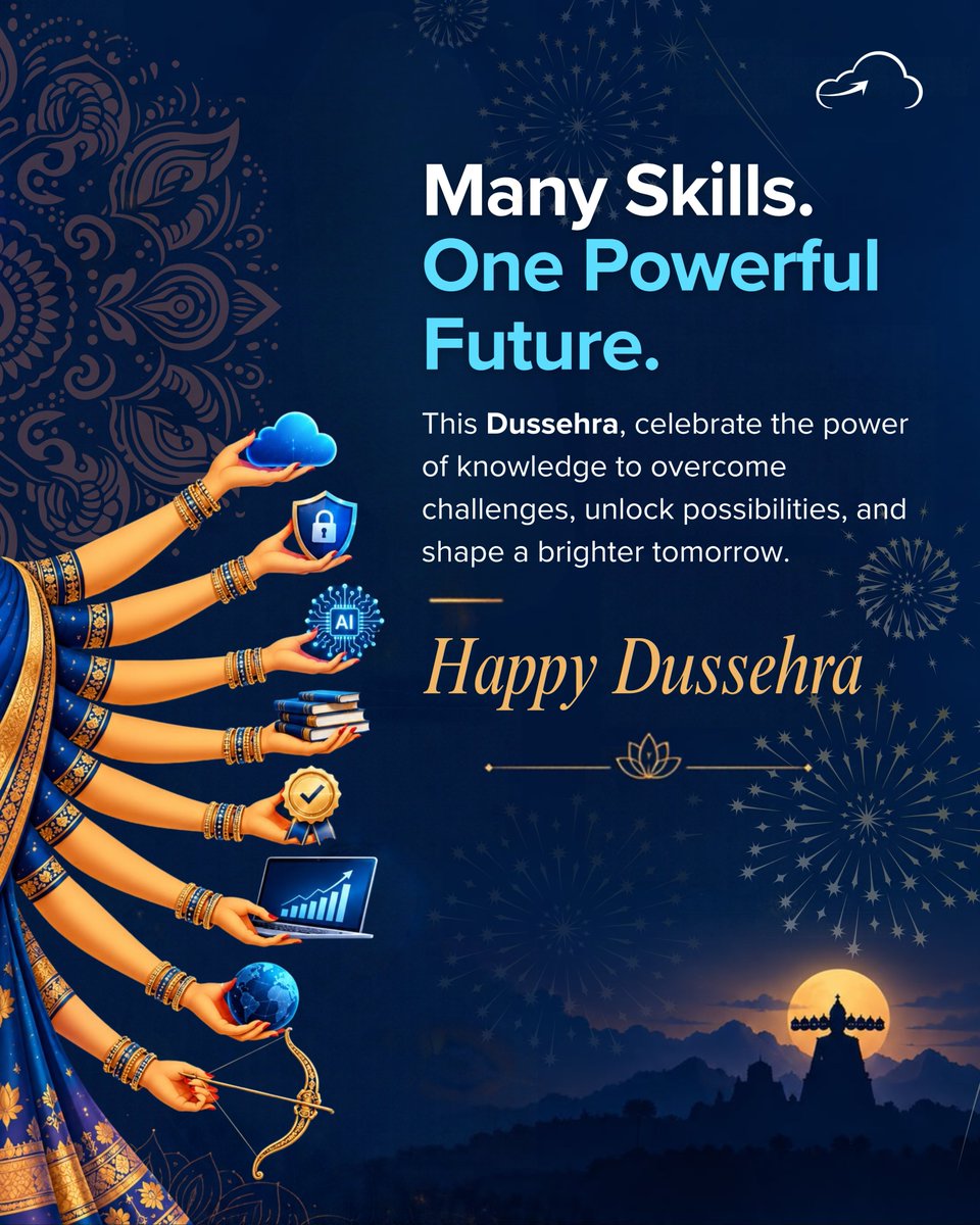 cloudthat's tweet photo. Many Skills. One Powerful Future.

This Dussehra, let the power of knowledge help you overcome challenges, unlock new possibilities, and move towards a brighter future. 

May this festival inspire you to conquer obstacles, embrace new skills, and celebrate every step of your growth.

Wishing you a Happy Dussehra from Team CloudThat! 

#HappyDussehra #CloudThat #Dussehra2026 #SkillDevelopment #FutureReady