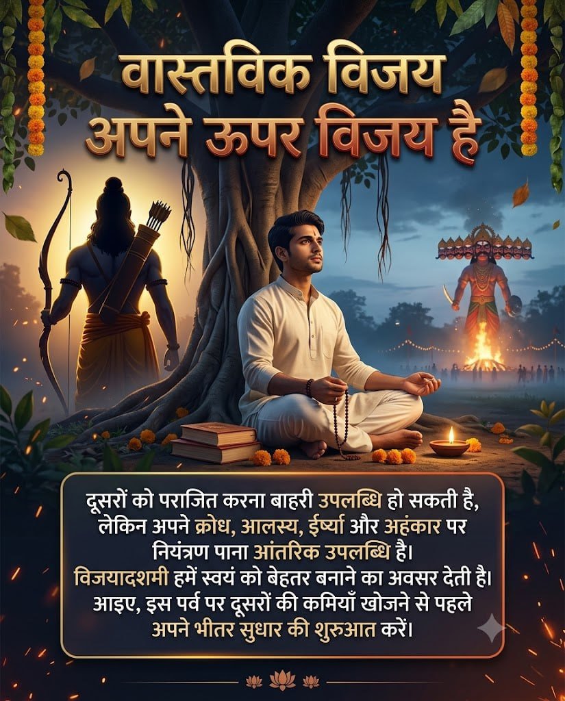 PraveenDevom's tweet photo. @AmdAshram शरीर अनित्य है और वैभव भी सदा नहीं रहता। मनुष्य जीवन धर्म संग्रह और आत्म कल्याण का अनमोल अवसर है। #VijayaDashami पर संकल्प लें कि समय को केवल भौतिक संग्रह में नहीं बल्कि जीवनदाता परमात्मा को जानने में भी लगाएँगे। 
Happy Dussehra https://t.co/ZfTPfWLamX