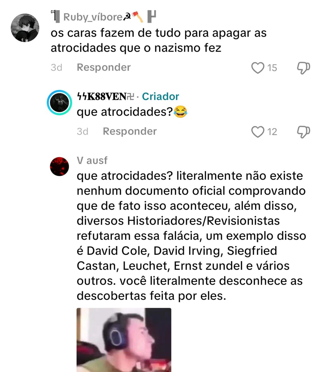 bipoloba's tweet photo. descobri uma bolha de nazi no tiktok que faz vários vídeos tentando provar de alguma forma que o holocausto foi uma mentira e que Hitler é inocente???? https://t.co/0ZAe5dkKfD
