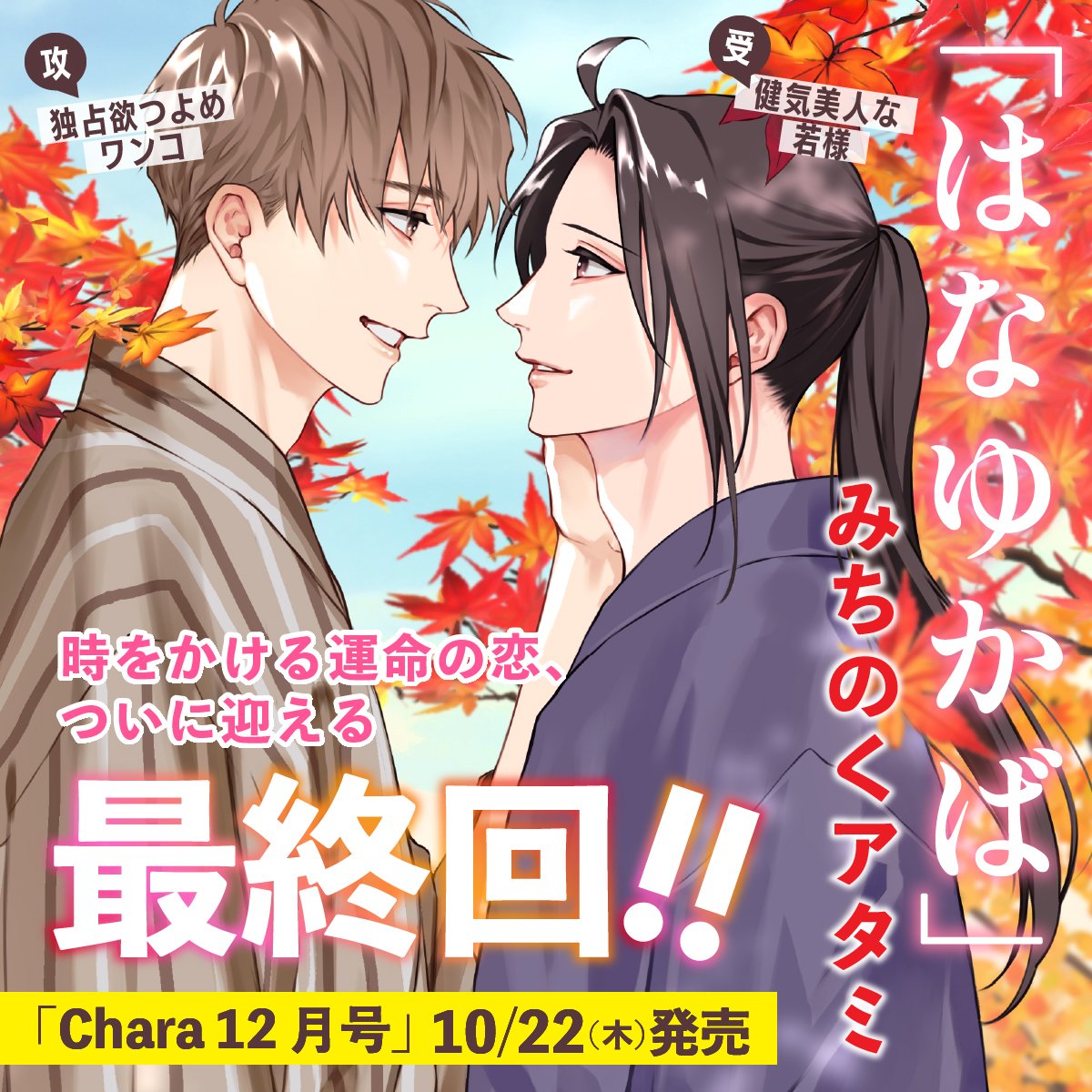 chara_tokuma's tweet photo. ╭──────────╮
⠀⠀10/22(木)発売
⠀⠀⠀『 Chara 12月号 』
⠀⠀⠀見本誌到着🐏💛.ᐟ
╰──────────╯
🐺⌇表紙イラスト & 映画化決定🎞️₊˚
#九號 先生 @qgo_n
『 #羊の皮を着たケモノ 』
⠀
🌸⌇巻頭カラー＆最終回.ᐟ.ᐟ
#みちのくアタミ 先生 @atami211
『 #はなゆかば 』
⠀
ドラマ『 #あなたを殺す旅 』𝗦𝗲𝗮𝘀𝗼𝗻𝟮 配信記念
🚗⌇#浅井西 先生 @asai_sai_
▶︎ 撮影現場レポまんが ✍️𖤐彡
⠀
💙⌇ポスター
#青木らき 先生 @10STXX
⠀
🍁⌇執筆陣(敬称略)
凪良ゆう＆北野 仁 / なりた晴ノ / 四宮 和
高城リョウ / 芥 / 青梅あお / TONO
案丸 / 倫敦巴里子 / イシノアヤ / 新藤伊菜
神奈木 智＆二宮悦巳 / ツブキ / たき猫背
吉原理恵子＆禾田みちる/ 山田まりお